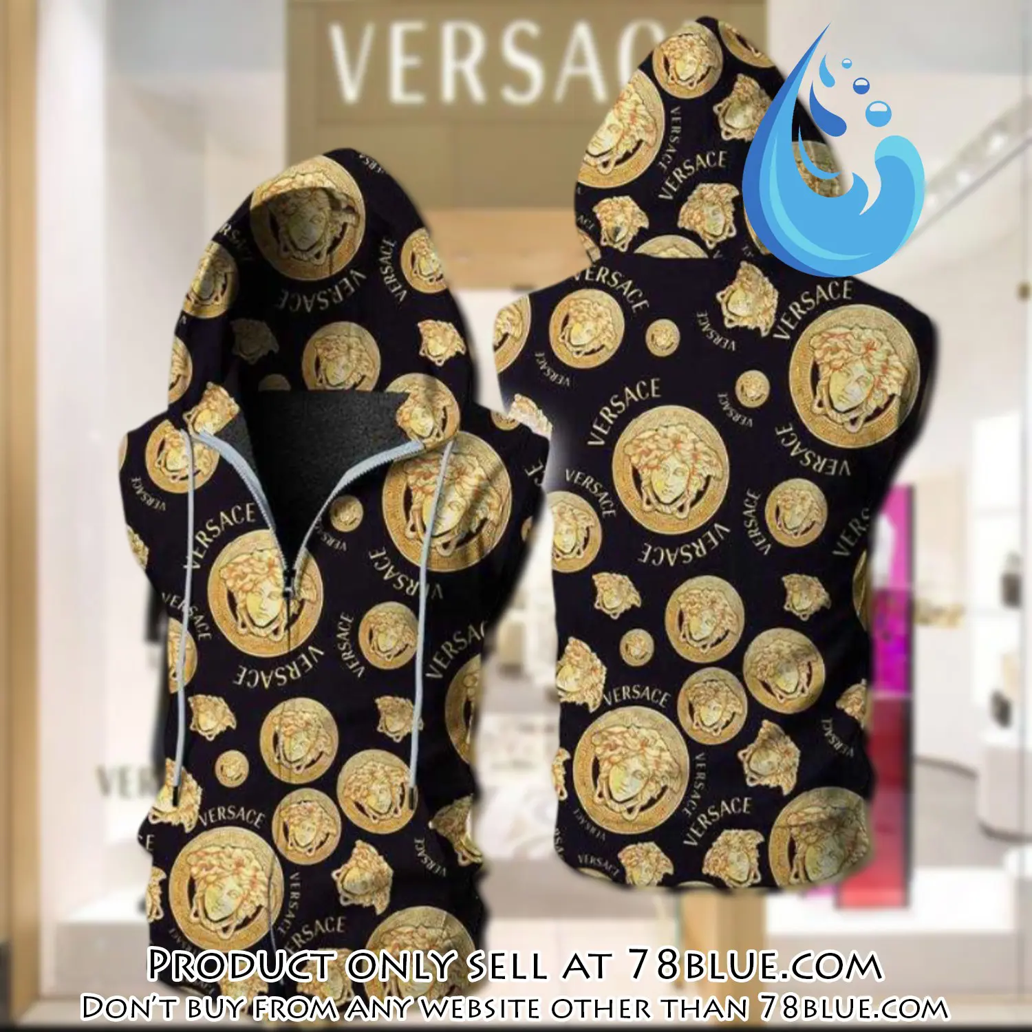 Gianni versace unisex sleeveless zip up hoodie luxury for men women szh003 78b1151540